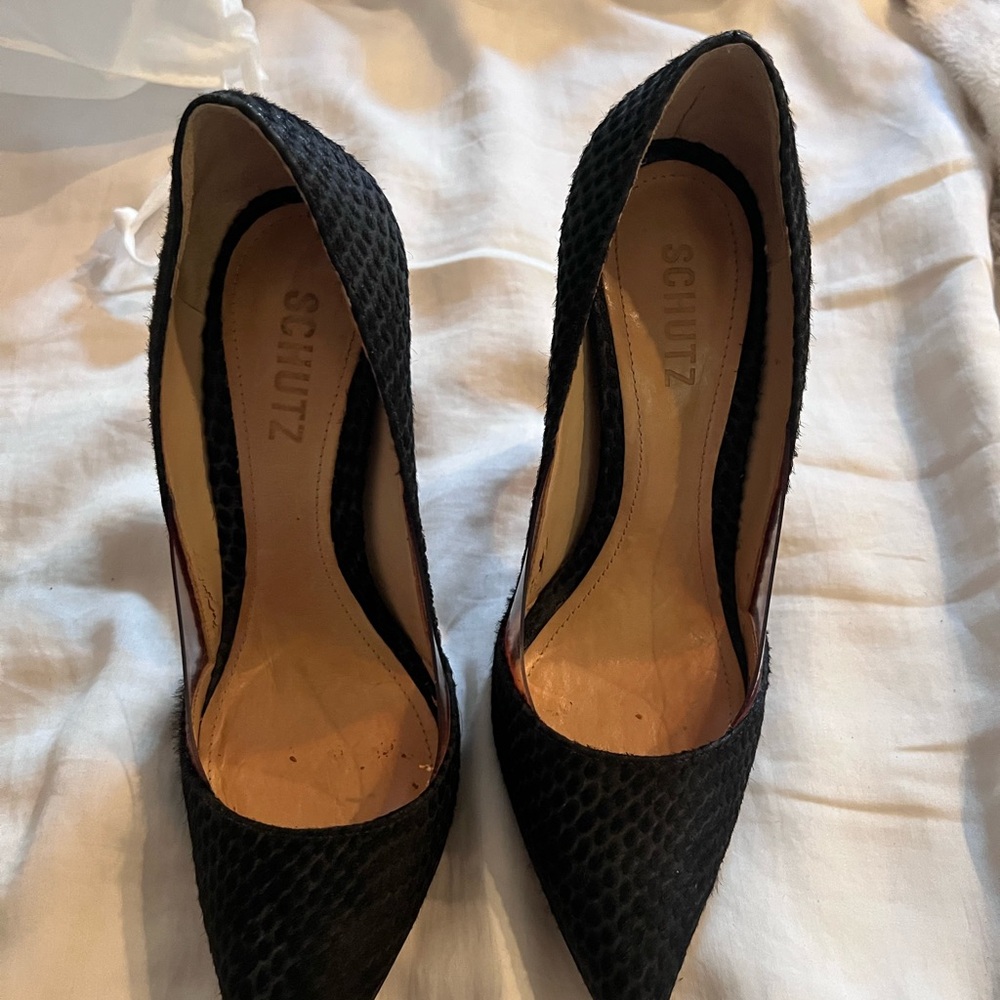 SCHUTZ Black Textured Women's Heels